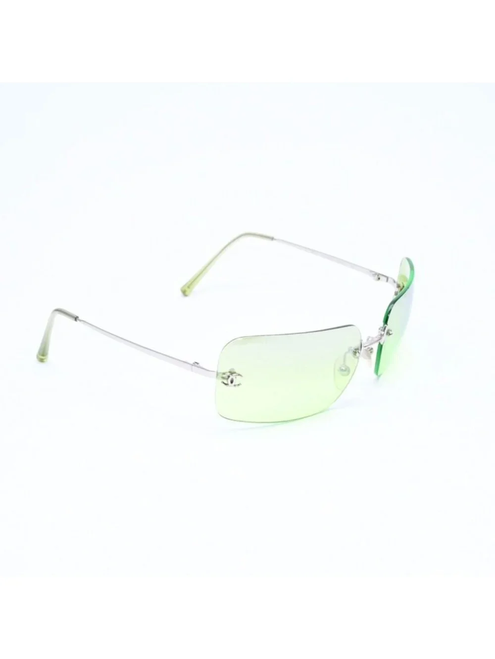 Chanel Rimless Sunglasses Eyewear CC Logo Green